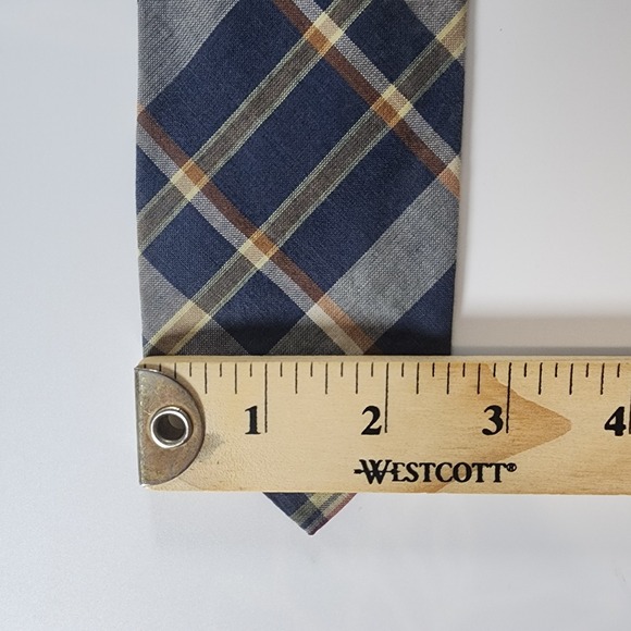 Polo Ralph Lauren Men's Tie Blue Brown Made in Italy Cotton Necktie Handmade Vtg - Picture 8 of 9